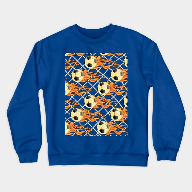 Soccer Ball On Fire Crewneck Sweatshirt by Designoholic